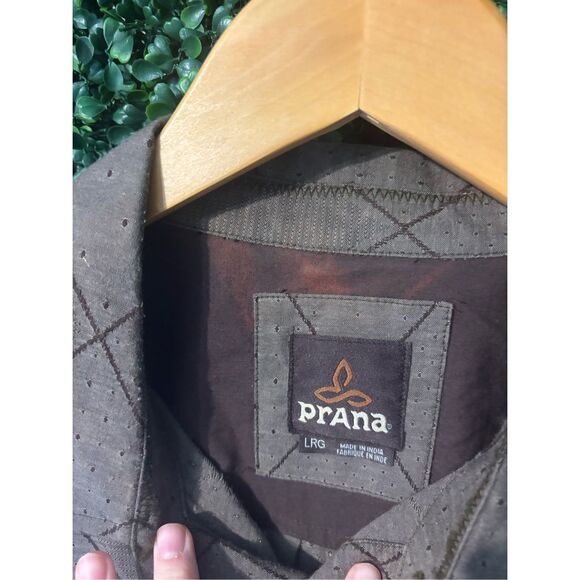 PrAna Mens Button Down Shirt Size Large Brown - Picture 2 of 4